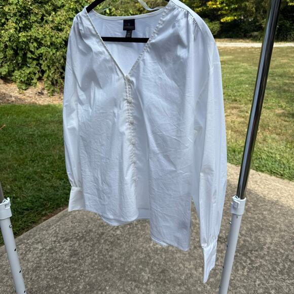 Worthington Women's White Button-Front Blouse - Size M - Picture 3 of 7